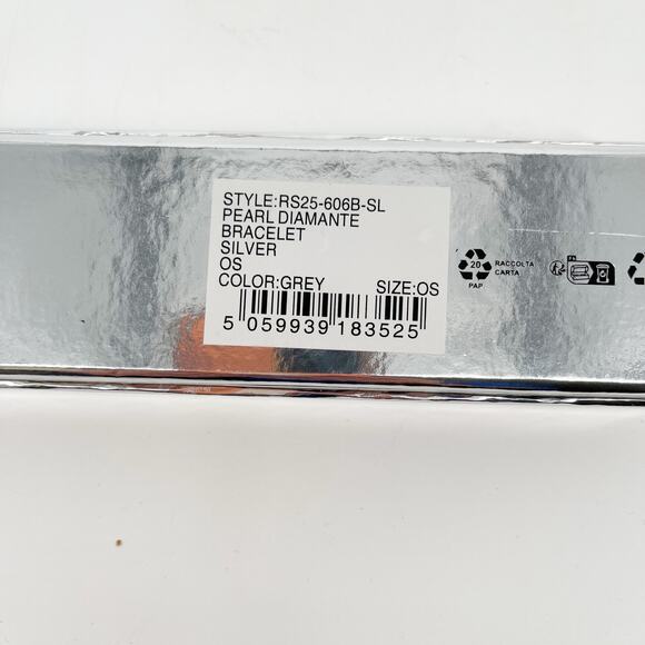 New with Box/Tag Self-Portrait Stacked Pearl Diamante Silver Bracelet - Picture 8 of 8